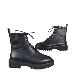 Madewell Combat Boots Womens 7 Black Leather Lace Up Lug Sole Utility New Grunge